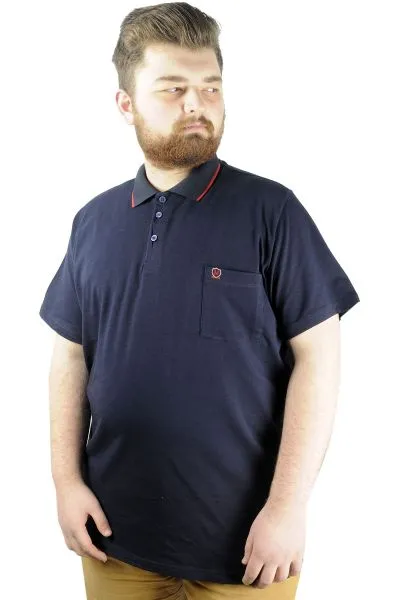 Büyük Beden T shirt Polo Likralı Süprem Cepli 21558 Lacivert LACIVERT