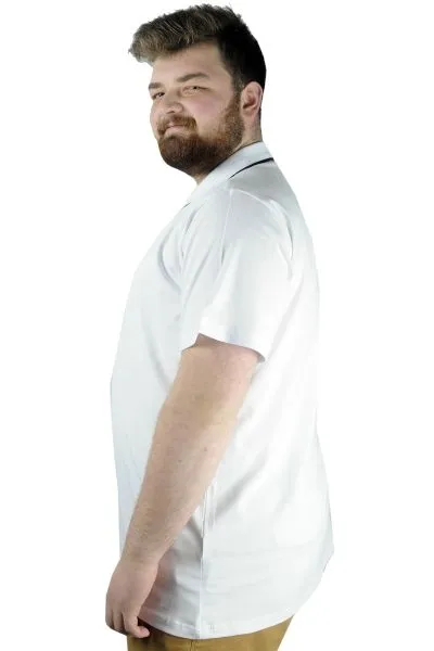 Büyük Beden T shirt Polo Likralı Süprem Nakış 21554 Beyaz BEYAZ