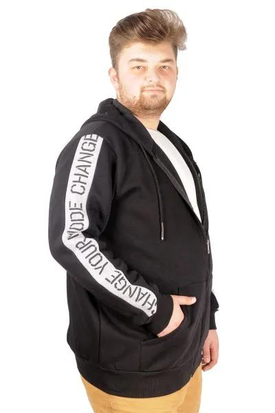 Erkek Sweat Kapşonlu Pieced Arm 21515 Siyah SIYAH