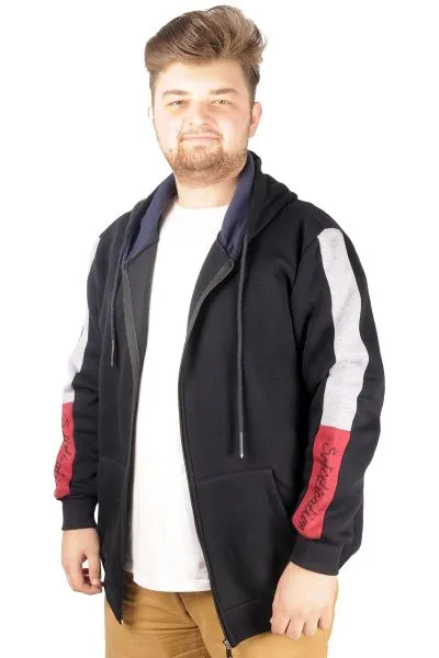 Erkek Sweat Kapşonlu Pieced Embroidered 21514 Lacivert LACIVERT