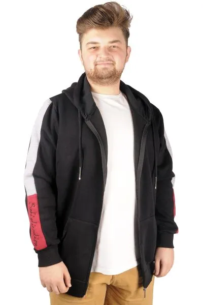 Erkek Sweat Kapşonlu Pieced Embroidered 21514 Siyah SIYAH
