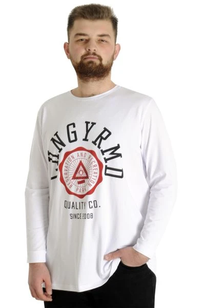Big Tall Men's T-shirt Long Sleeve Quality Co 22099 White