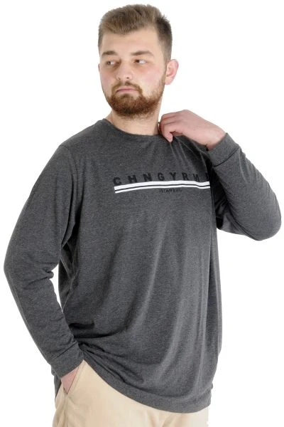 Big Tall Men's T-shirt Long Sleeve Chngyrmd 22100 Antramelange