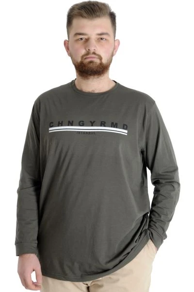 Big Tall Men's T-shirt Long Sleeve Chngyrmd 22100 Khaki