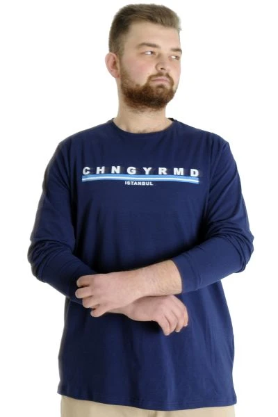 Big Tall Men's T-shirt Long Sleeve Chngyrmd 22100 Indigo