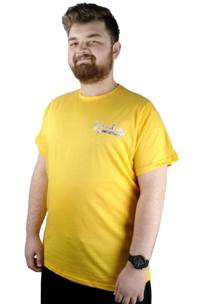 Big Tall Men s T shirt Bicycle Collar Yankees 22108 Mustard
