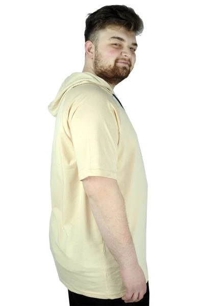 Big-Tall Men Hooded T-Shirt 22117 Beige