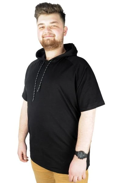 Big-Tall Men Hooded T-Shirt 22117 Black