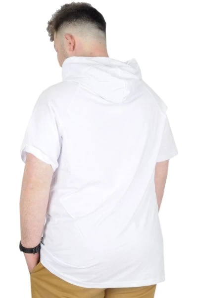 Büyük Beden T-Shirt Kapşonlu Barcode 22178 Beyaz