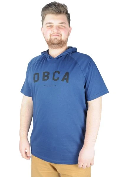 Big-Tall Men Hooded T-Shirt DBCA 22119 Indigo Blue