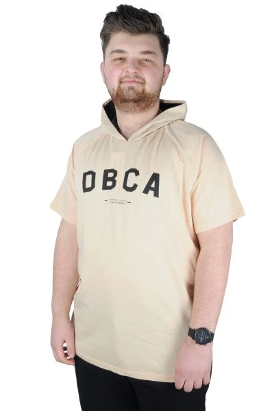 Big-Tall Men Hooded T-Shirt DBCA 22119 Beige