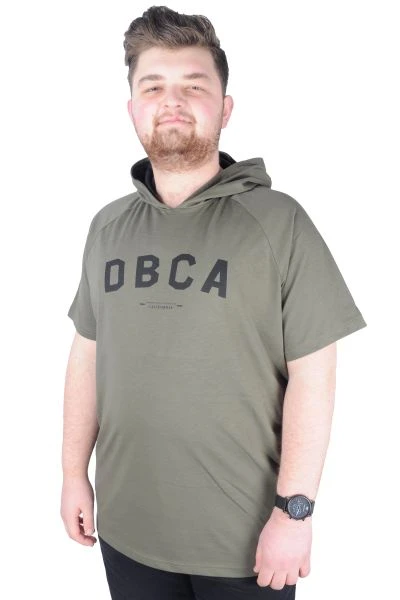 Büyük Beden Tshirt Kapşonlu DBCA 22119 Haki
