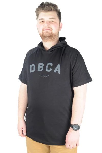 Büyük Beden Tshirt Kapşonlu DBCA 22119 Siyah