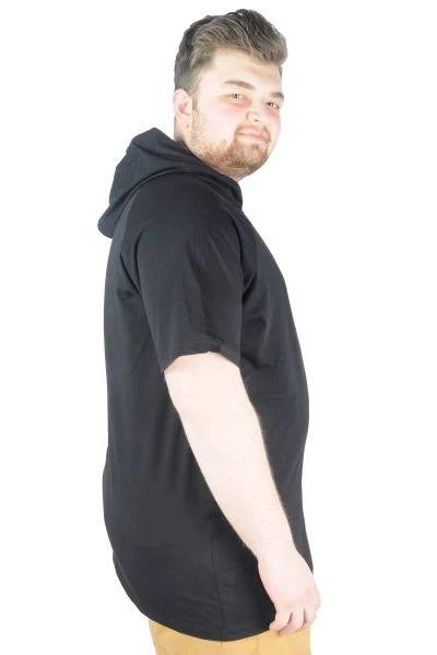 Big-Tall Men Hooded T-Shirt DBCA 22119 Black