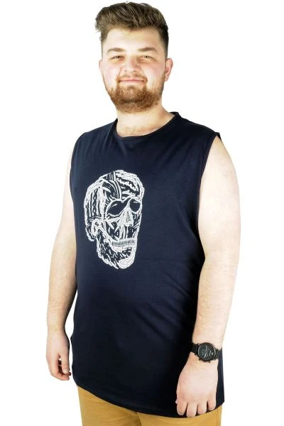Büyük Beden Erkek Kolsuz Tshirt Skull 22124 Lacivert