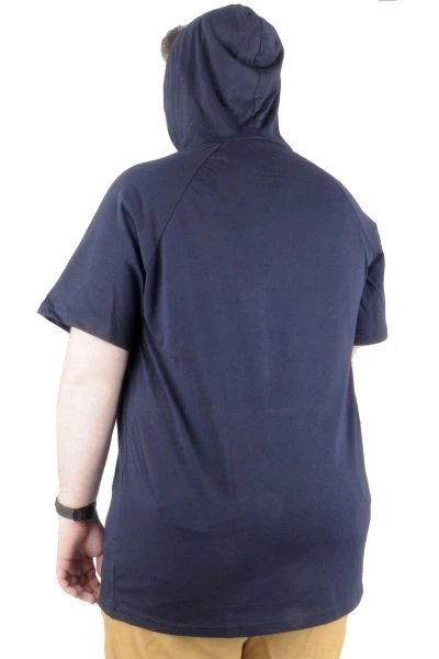 Big-Tall Men Hooded T-Shirt Act Now 22128 Navy Blue