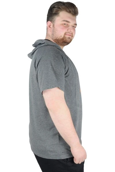 Big-Tall Men Hooded T-Shirt Act Now 22128 Anthramelange