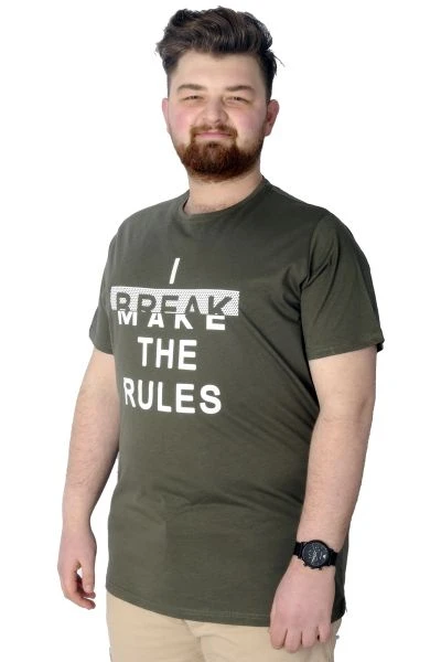 Erkek T shirt Baskılı Break Make The Rules 22150 Haki
