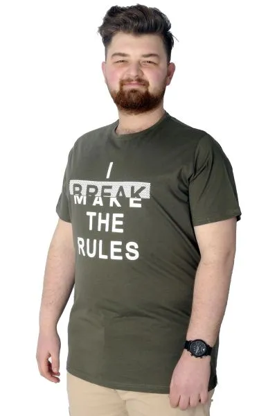 Erkek T shirt Baskılı Break Make The Rules 22150 Haki HAKI