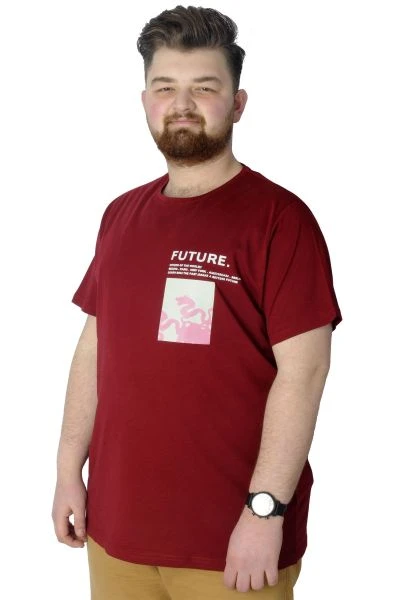 Büyük Beden T-Shirt Baskılı Future 22154 Bordo