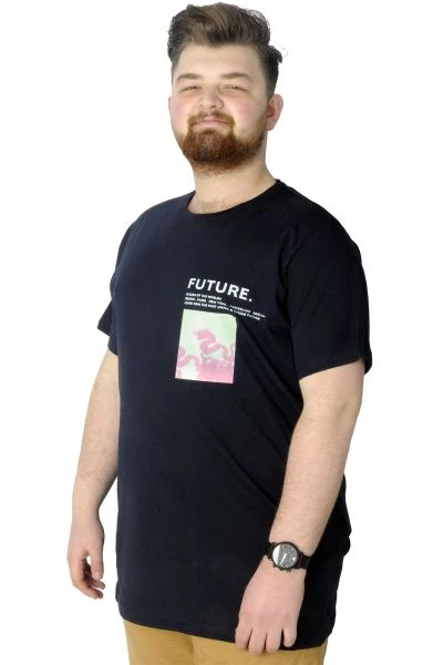 Büyük Beden T-Shirt Baskılı Future 22154 Lacivert