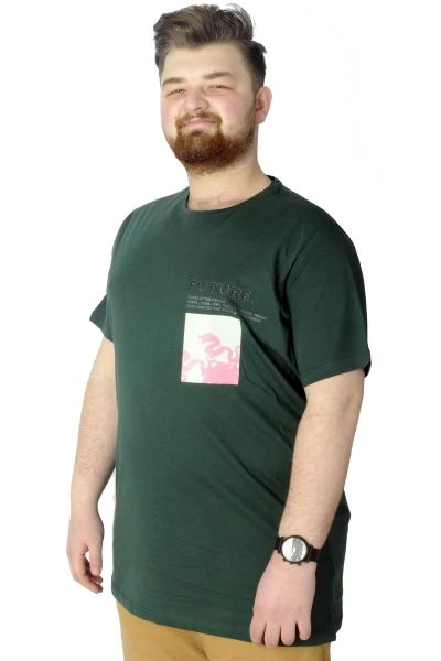Büyük Beden T-Shirt Baskılı Future 22154 Nefti