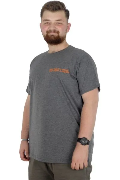 Büyük Beden T-Shirt Bisiklet Yaka Human 22168 Antramelanj ANTRASIT