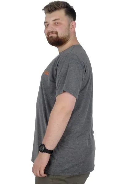 Büyük Beden T-Shirt Bisiklet Yaka Human 22168 Antramelanj ANTRASIT