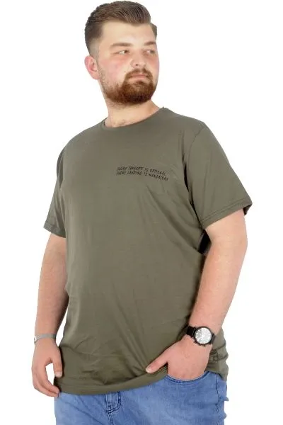 Büyük Beden T-Shirt Bisiklet Yaka Human 22168 Haki HAKI