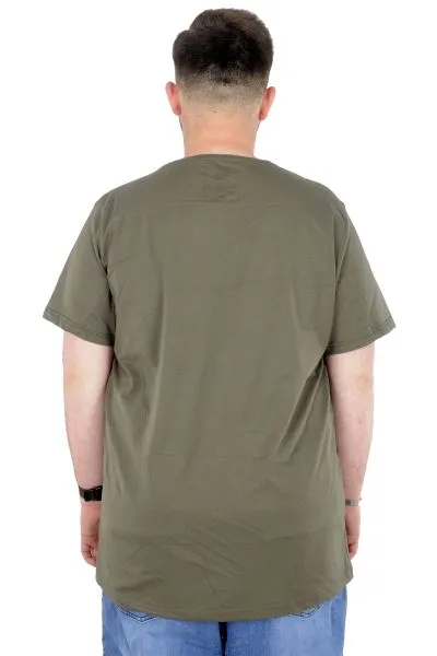 Büyük Beden T-Shirt Bisiklet Yaka Human 22168 Haki HAKI