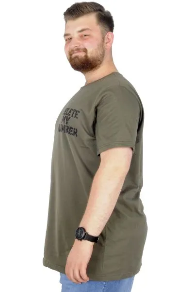 Büyük Beden T-Shirt Bisiklet Yaka Delete 22169 Haki HAKI