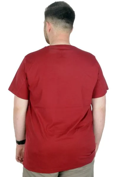 Büyük Beden T-Shirt Bisiklet Yaka Birds 22172 Bordo