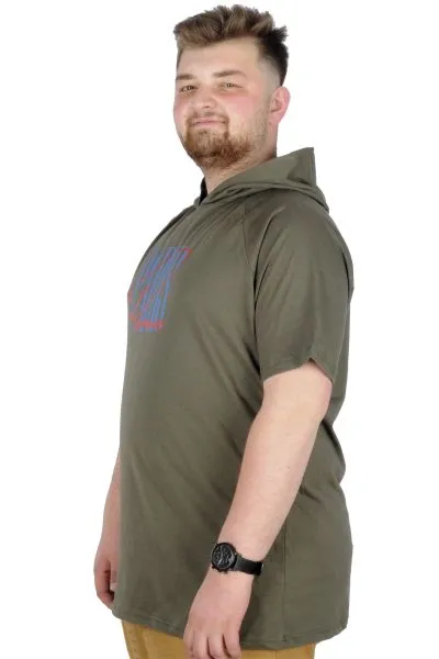 Büyük Beden T-Shirt Kapşonlu Paris 22174 Haki HAKI