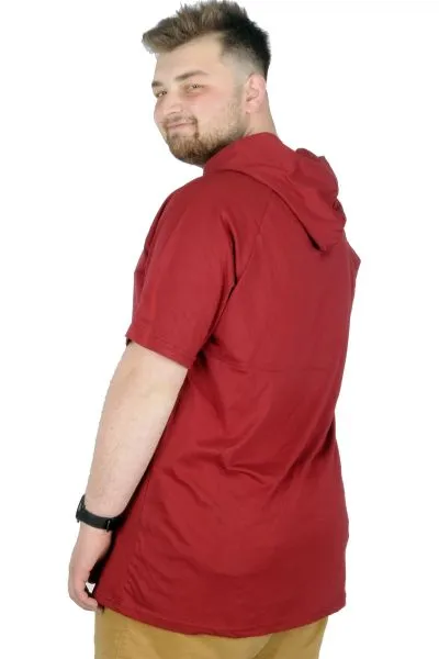 Büyük Beden T-Shirt Kapşonlu For Fun 22175 Bordo BORDO