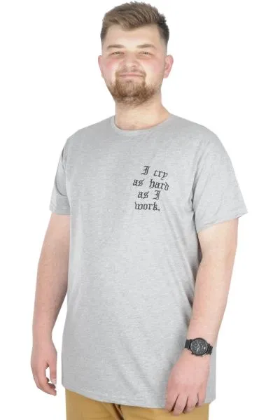 Büyük Beden T-Shirt Bisiklet Yaka Work 22179 Grimelanj GRI