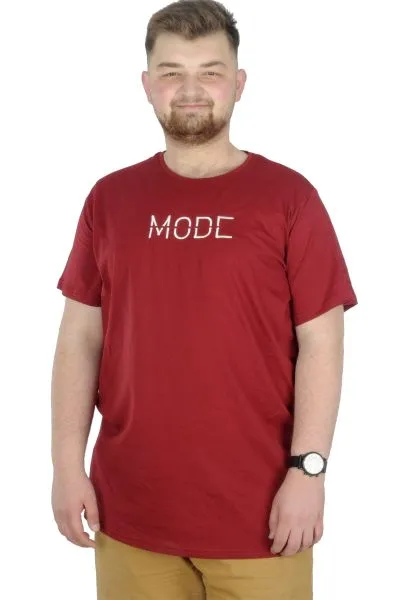 Büyük Beden T-Shirt Bisiklet Yaka Mode 22180 Bordo