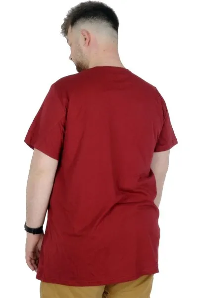 Büyük Beden T-Shirt Bisiklet Yaka Mode 22180 Bordo