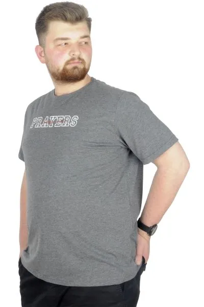 Büyük Beden T-Shirt Bis Yaka Prayers 22185 Antramelanj ANTRASIT
