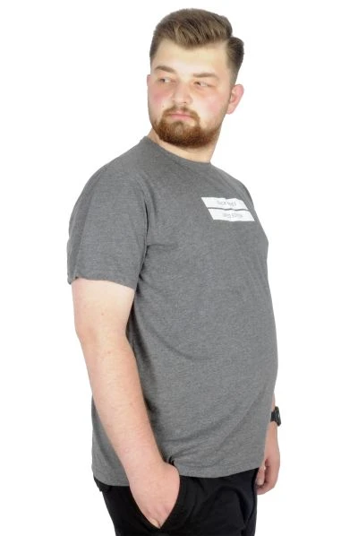 Büyük Beden T-Shirt Bis Yaka Black Series 22189 Antramelanj
