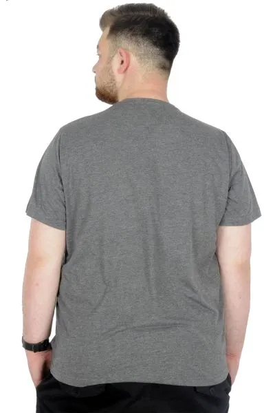 Büyük Beden T-Shirt Bis Yaka Black Series 22189 Antramelanj ANTRASIT