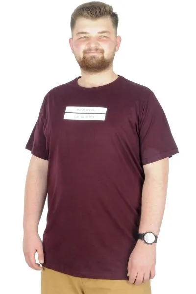 Büyük Beden T-Shirt Bis Yaka Black Series 22189 Mürdüm MURDUM
