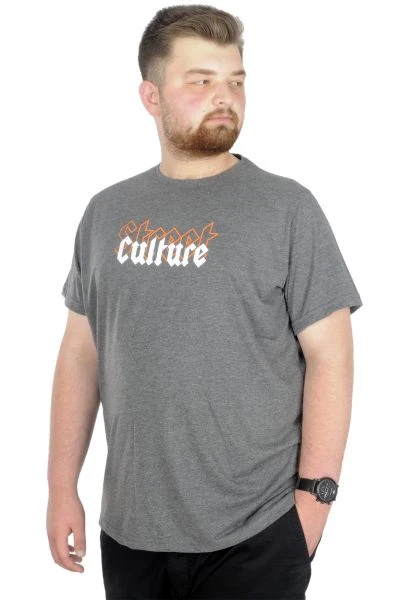 Büyük Beden T-Shirt Bis Yaka Culture 22191 Antramelanj
