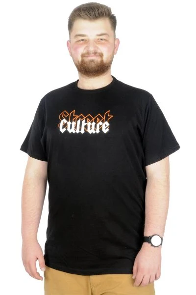 Büyük Beden T-Shirt Bis Yaka Culture 22191 Siyah