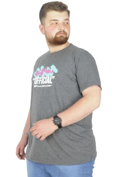 Büyük Beden T-Shirt Bis Yaka Man Official 22192 Antramelanj