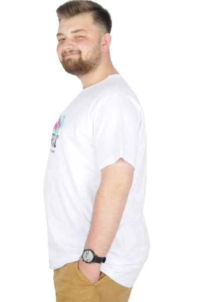 Büyük Beden T-Shirt Bis Yaka Man Official 22192 Beyaz
