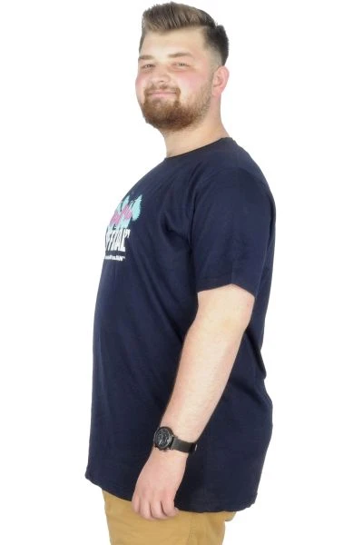 Büyük Beden T-Shirt Bis Yaka Man Official 22192 Lacivert