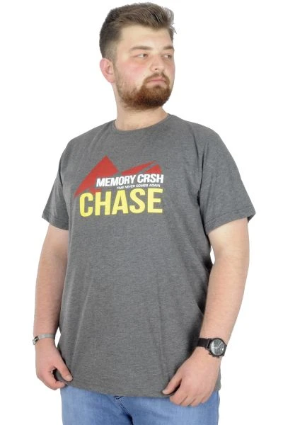 Büyük Beden T-Shirt Bis Yaka Chase 22193 Antramelanj