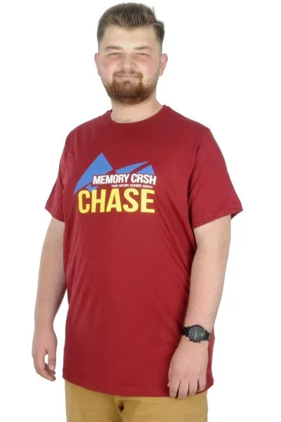 Büyük Beden T-Shirt Bis Yaka Chase 22193 Bordo BORDO