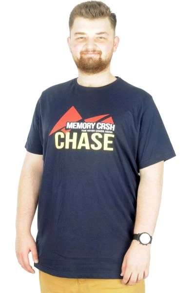 Büyük Beden T-Shirt Bis Yaka Chase 22193 Lacivert