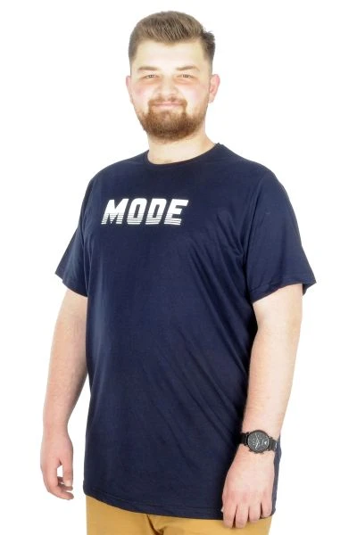Büyük Beden T-Shirt Bis Yaka Mode 22196 Lacivert